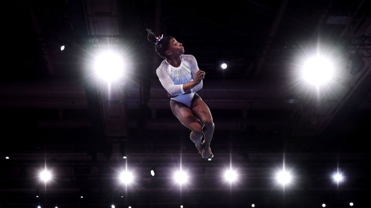 Simone Biles wins gold in world championships as she completes her first international competition since a two-year break.