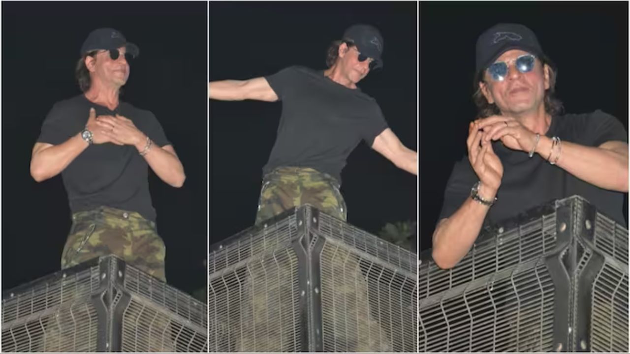 Shah Rukh Khan Celebrates 58th Birthday with Fans, Strikes Iconic Pose