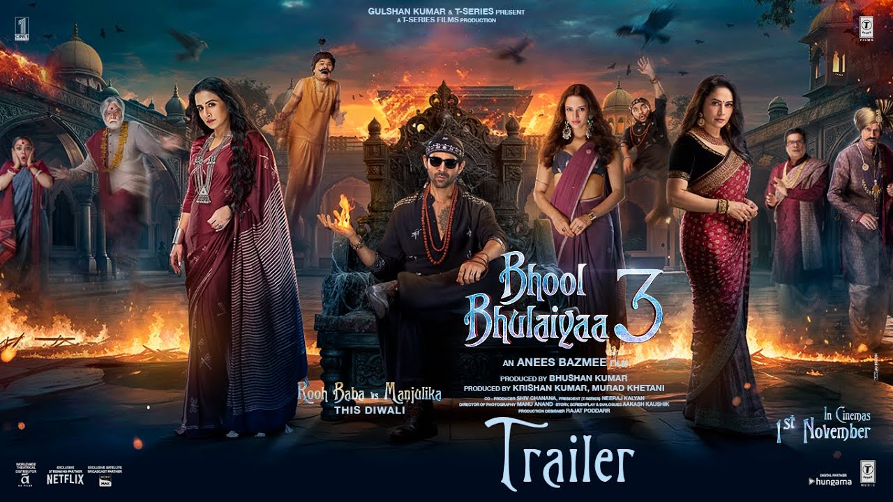 Bhool Bhulaiyaa 3 | Official Trailer | Kartik Aaryan,Vidya B,Madhuri D,Triptii | Anees B | Bhushan K